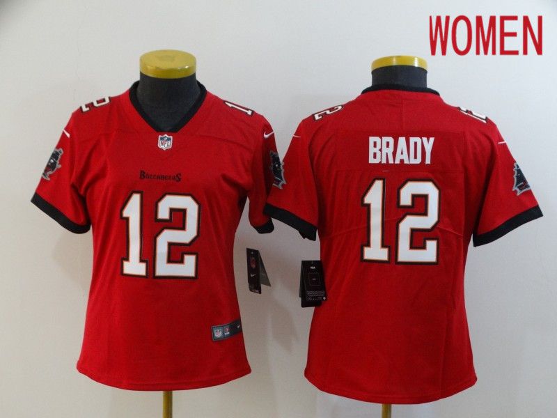 Women Tampa Bay Buccaneers #12 Brady Red New Nike Limited Vapor Untouchable NFL Jerseys->women nfl jersey->Women Jersey